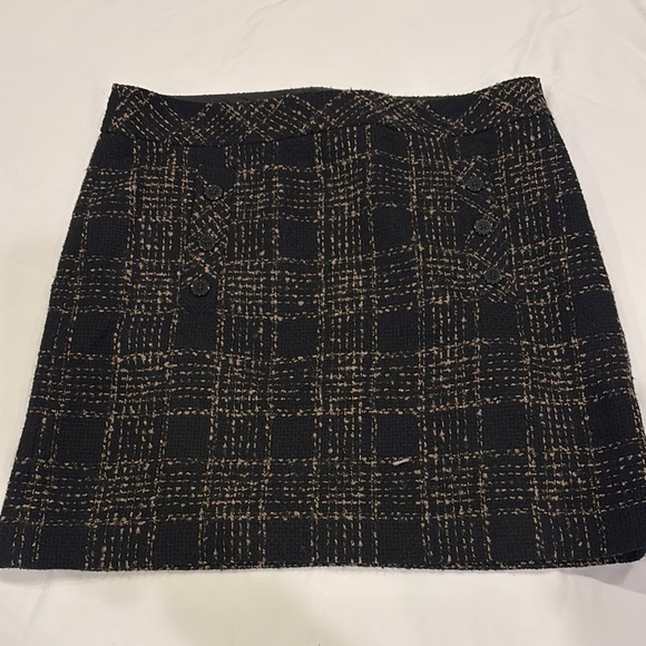 Loft Chic Black and Brown Plaid Skirt - Picture 1 of 3